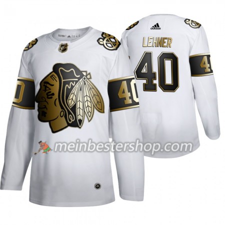 Chicago Blackhawks Robin Lehner 40 Adidas 2019-2020 Golden Edition Weiß Trikot Authentic - Herren